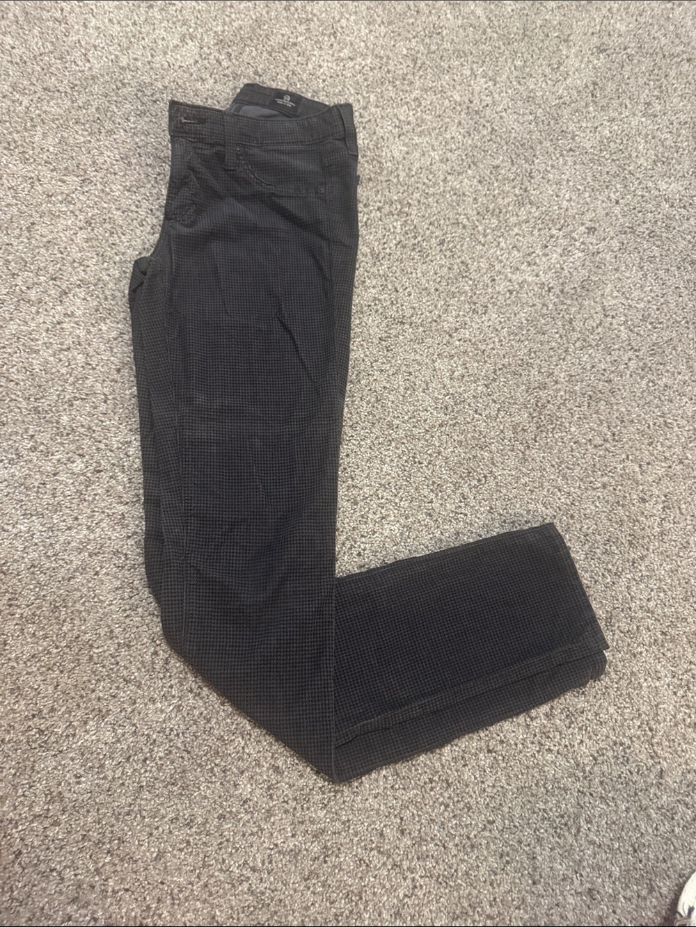 Ag Adriano Goldschmied Black Micro-Pattern Dress Pants